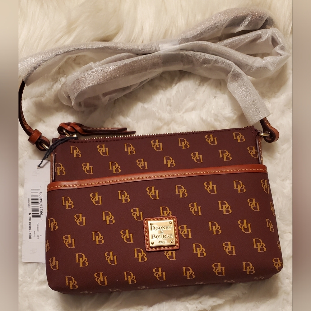 New Dooney & Bourke Burgundy Gretta Ginger Crossbody DB Monogram